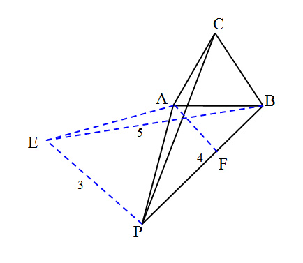 正三角形外一点到三顶点距离为定值问题-大罕